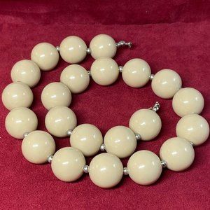 Creamy Tan & Goldtone Beaded Necklace - 17" Long